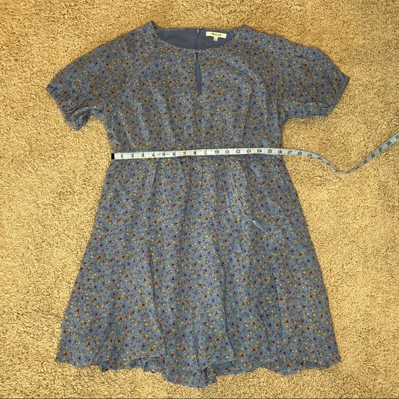 Madewell Tassel-Tie Mini Dress Calico Floral Blue - Picture 6 of 10